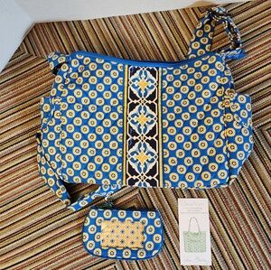 Vera Bradley On The Go Shoulder Bag With mini wallet in Riveria Blue